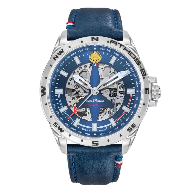 Patrouille de France Montre Automatique Patrouille de France Collection Athos 8 en Cuir Bleu