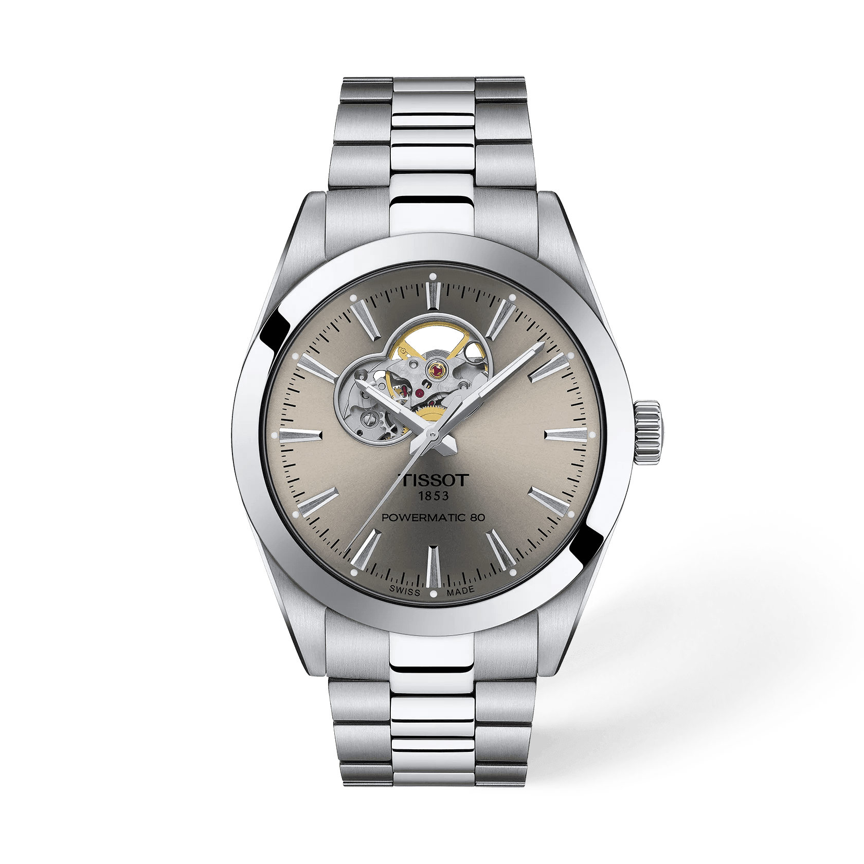 Tissot Gentleman Open Heart — cadran gris