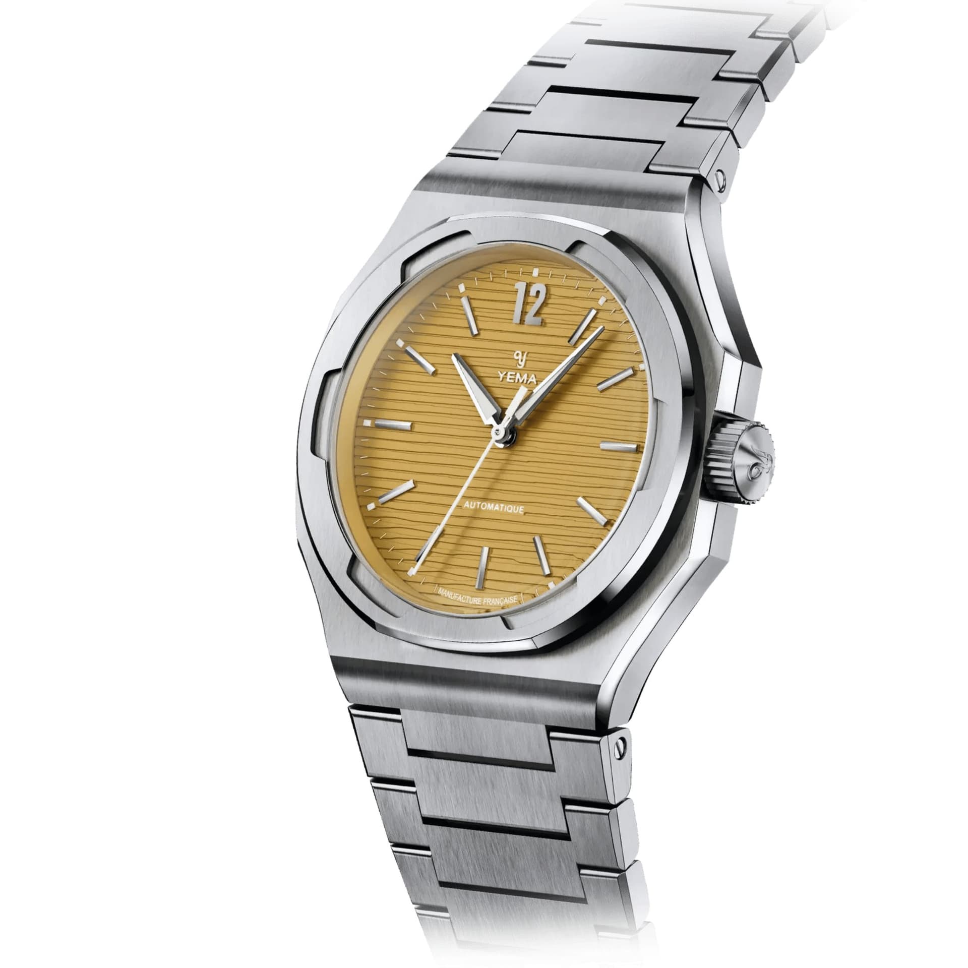 Yema Montre Yema Wristmaster Slim CMM.20 Micro-Rotor automatique cadran jaune bracelet acier 39 mm