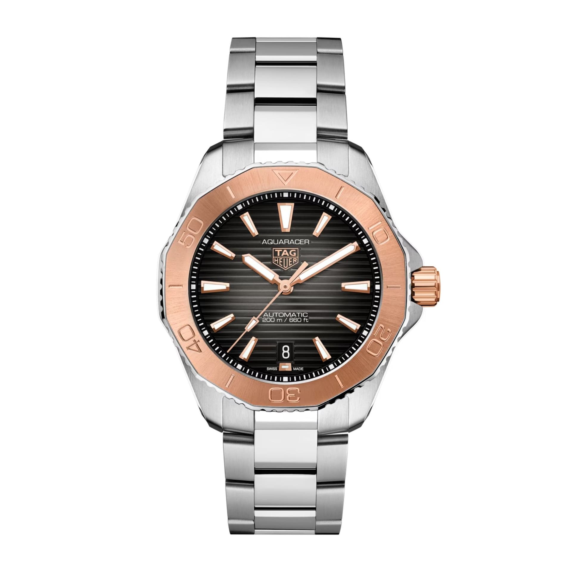 TAG Heuer Montre TAG Heuer Aquaracer Professional 200 automatique Or rose cadran noir bracelet acier 40 mm