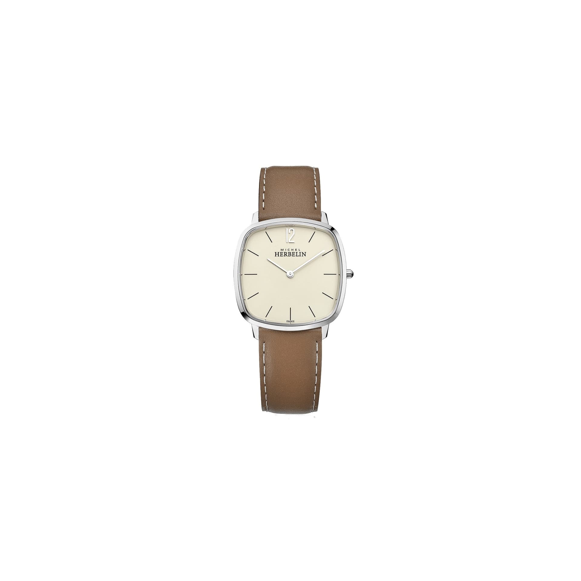 Michel Herbelin Montre Michel Herbelin City quartz cadran beige bracelet cuir brun