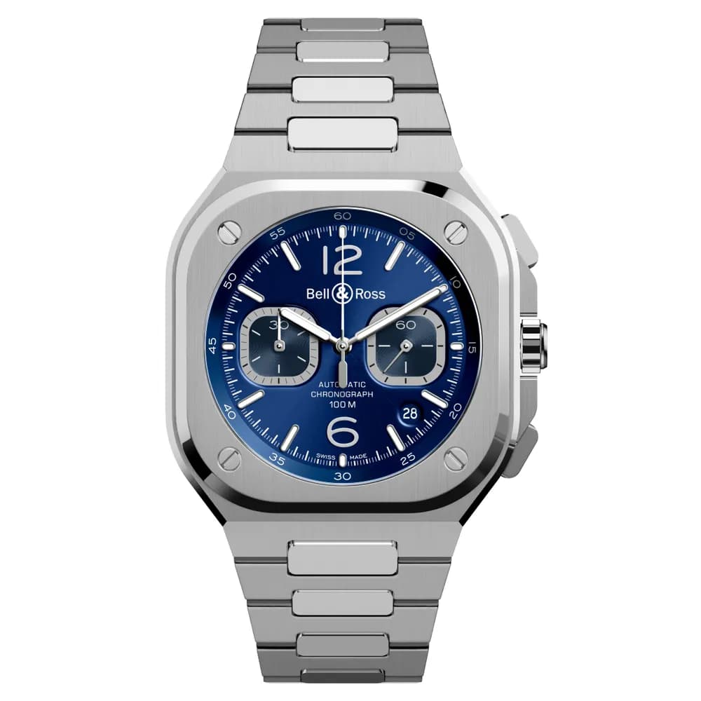 Bell & Ross Montre BELL &amp; ROSS BR05 Chrono Blue Steel Bracelet Acier