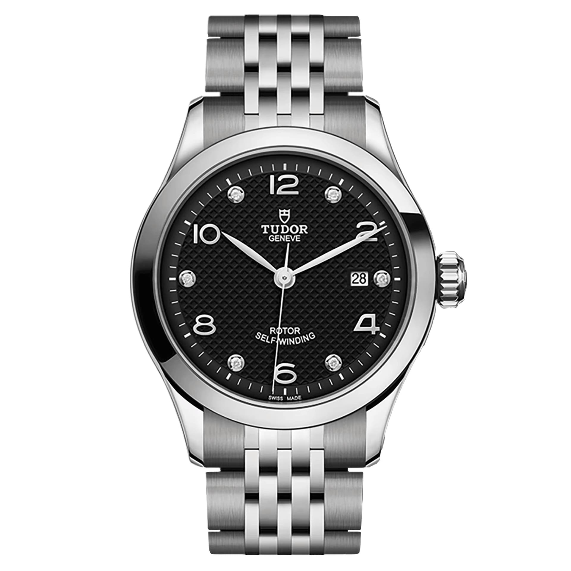 Tudor Montre Tudor 1926 automatique index diamants cadran noir bracelet acier 28 mm