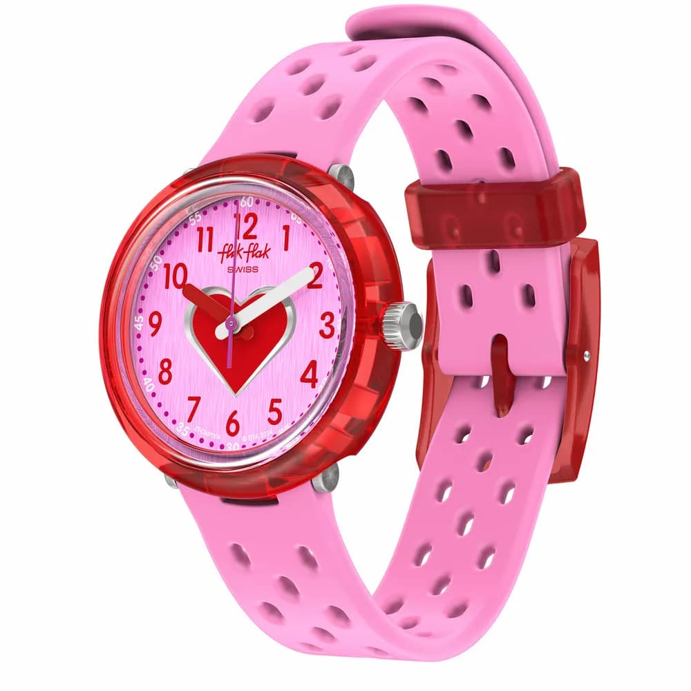 Flik Flak Montre quartz Fille Bubbly hours Rose, Rouge
