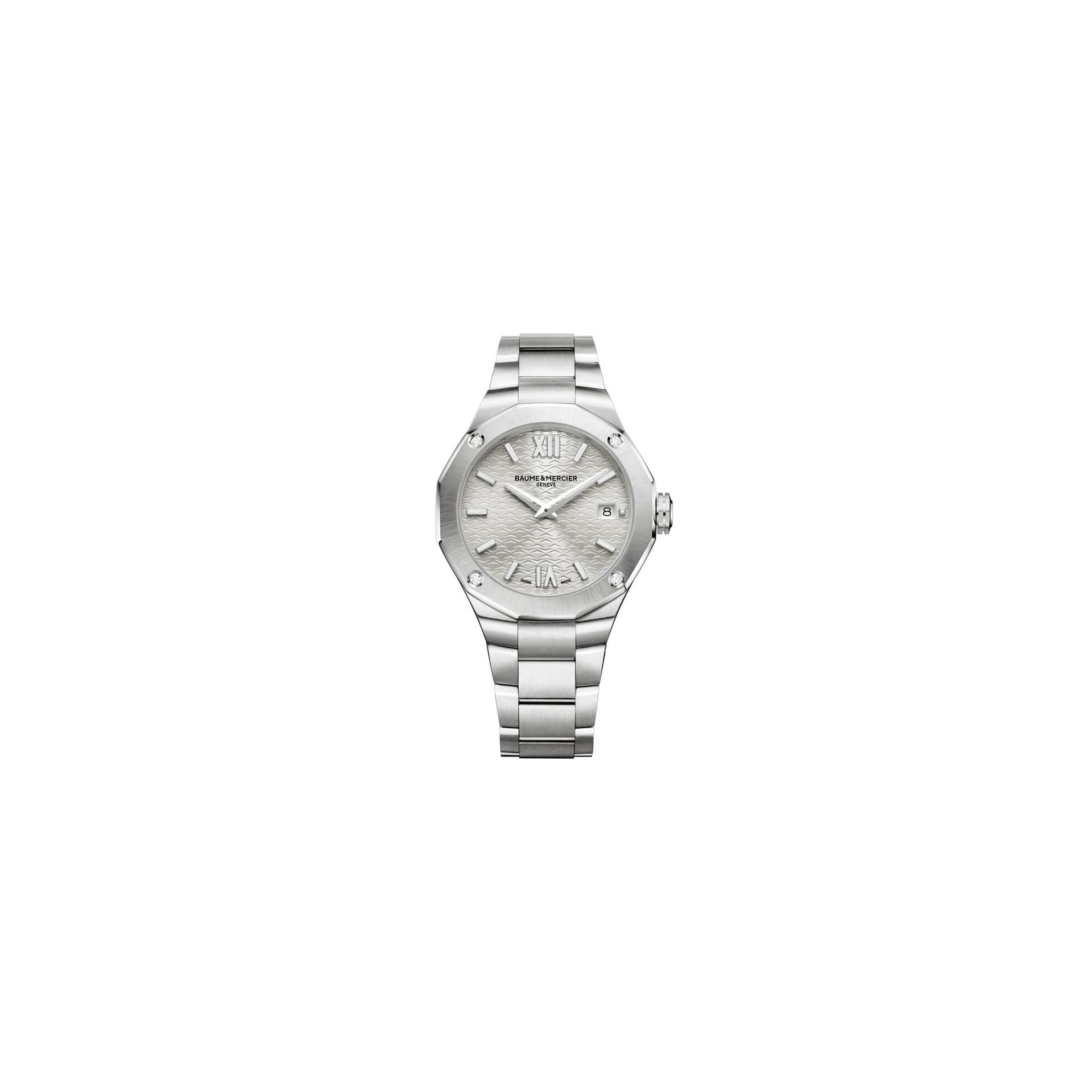 Baume & Mercier Montre Baume et Mercier Riviera quartz cadran blanc bracelet acier 36 mm