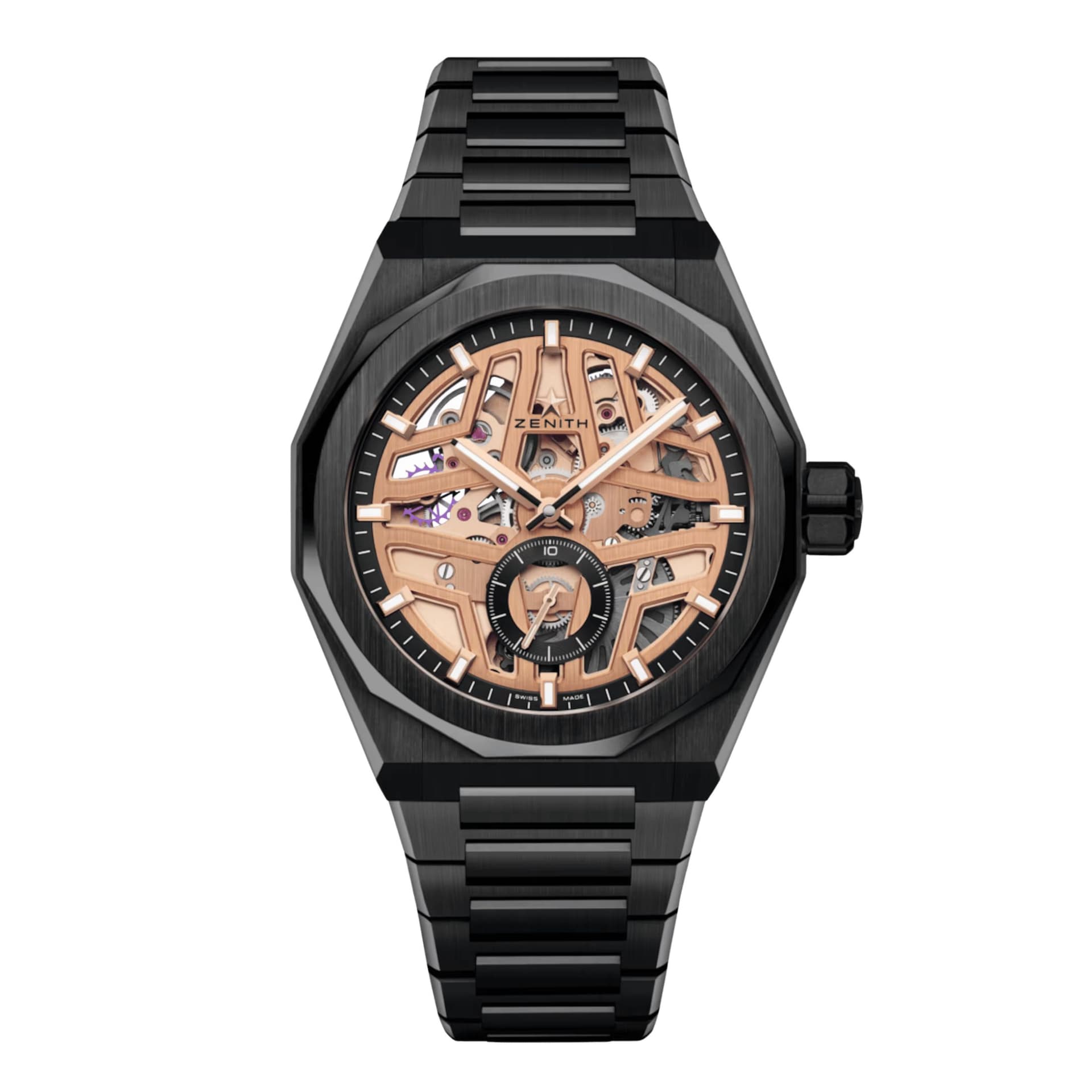 Zenith Montre Zenith Defy Skyline Skeleton Céramique automatique cadran doré bracelet céramique 41 mm