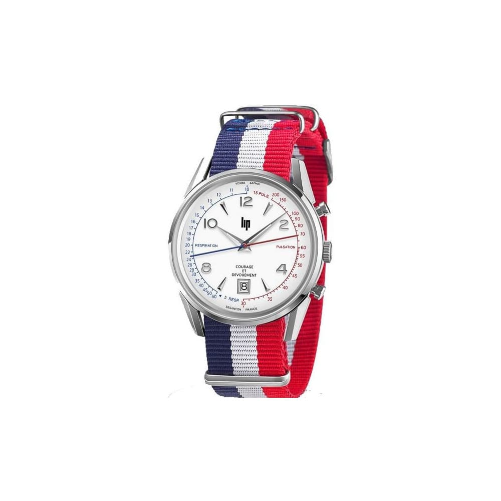 Lip Montre Lip Himalaya Courage - Homme - cadran Blanc- 40 mm - Acier inoxydable - 670011