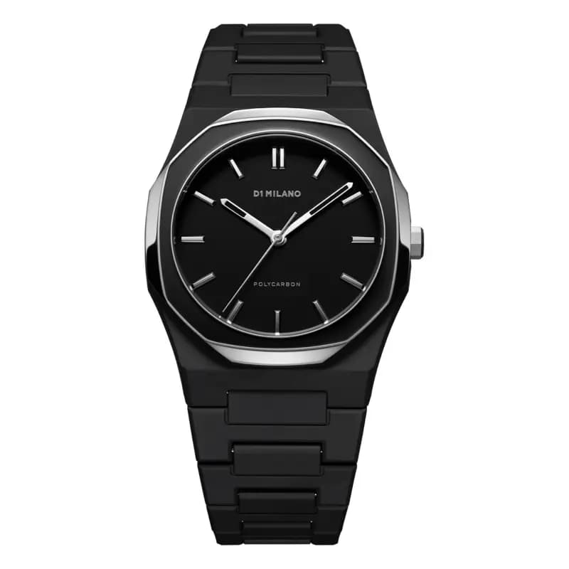 D1 Milano Montre D1 Milano Polycarbon Gun Mesh Quartz - 37 mm- Cadran Noir - PCBU13