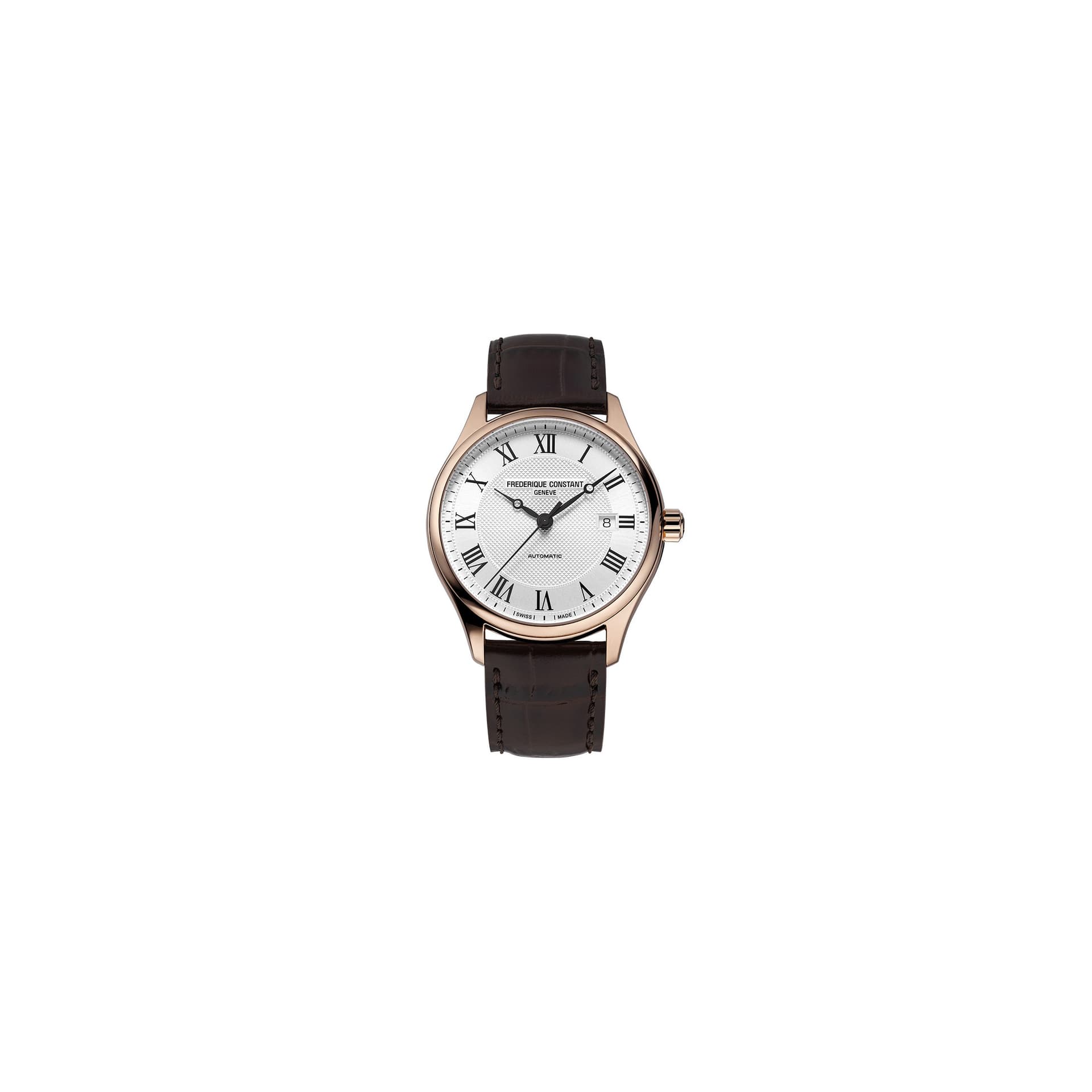Frédérique Constant Montre Frédérique Constant Classics Index Automatic PVD or rose cadran blanc bracelet cuir 40 mm