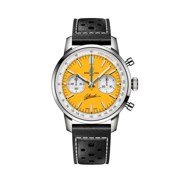 Breitling Montre Breitling Top Time B01 Chronograph 41mm Eddy Merckx Édition Limitée Cadran jaune bracelet cuir