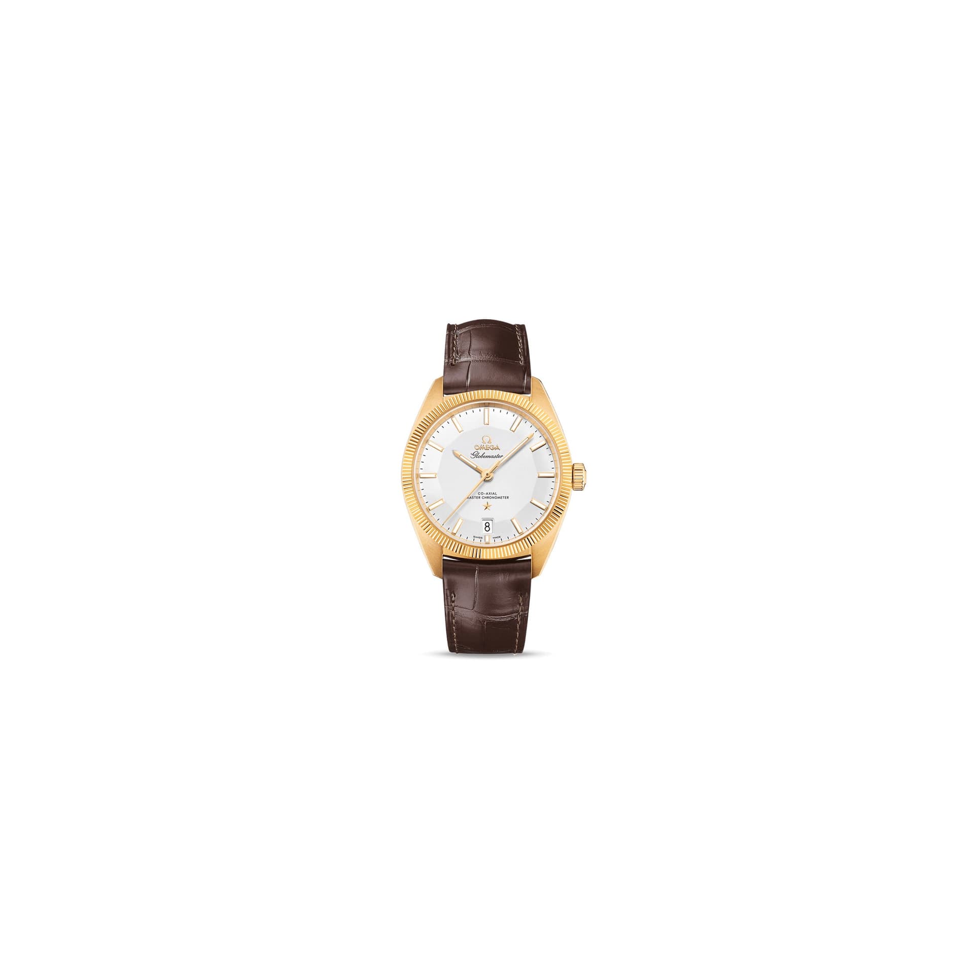 Omega Montre Omega Constellation Globemaster Co-Axial Master Chronometer or bracelet cuir brun 39 mm