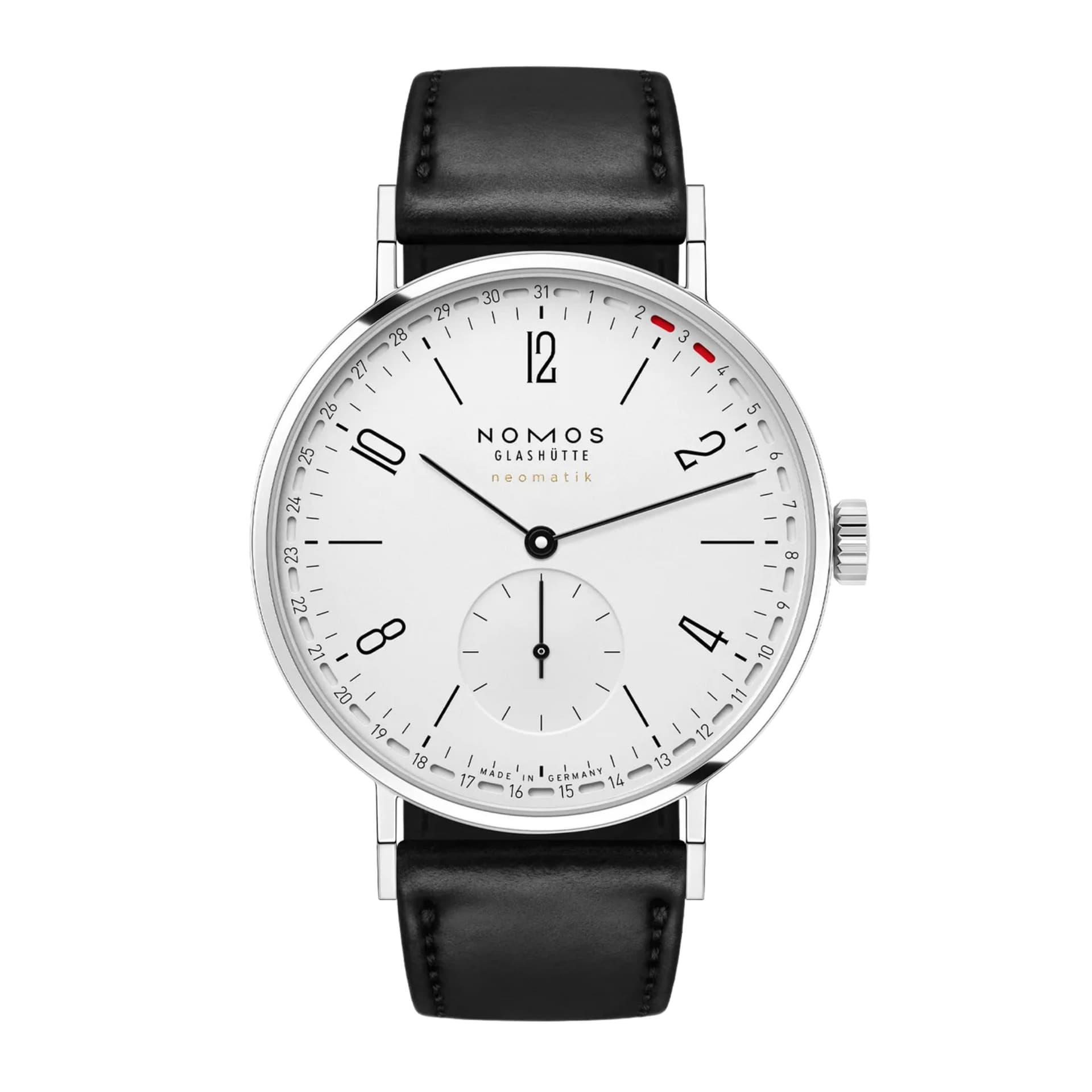 Nomos Montre Nomos Tangente Neomatik 38 Update automatique fond saphir cadran blanc bracelet cuir noir 38,5 mm
