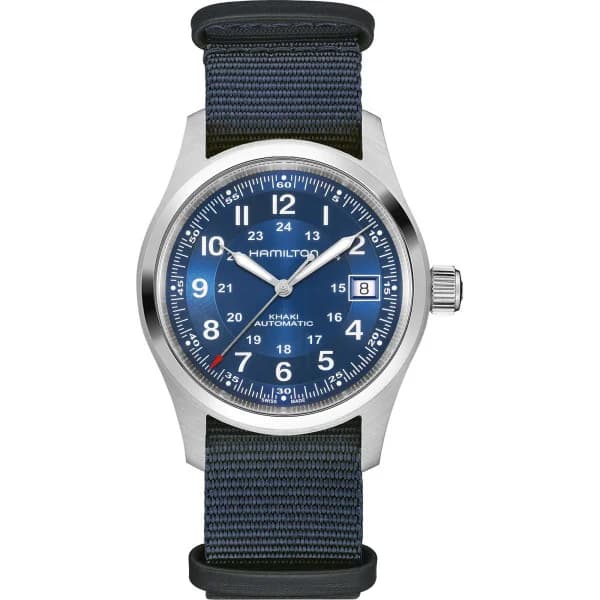 Hamilton Montre Hamilton Khaki Field quartz cadran kaki bracelet NATO kaki 38 mm
