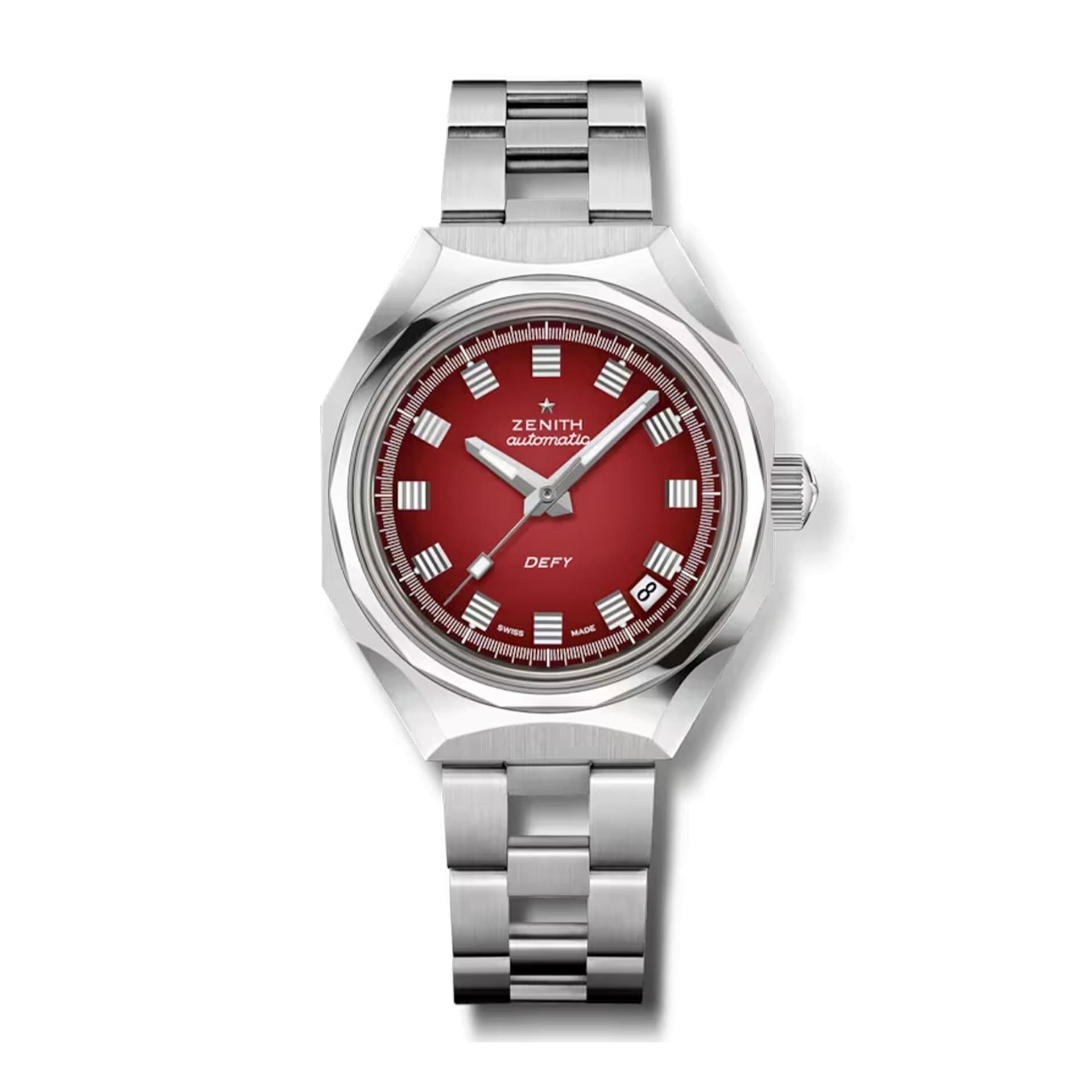 Zenith Montre Zenith Defy Revival A3691 automatique cadran rouge bracelet acier 37 mm
