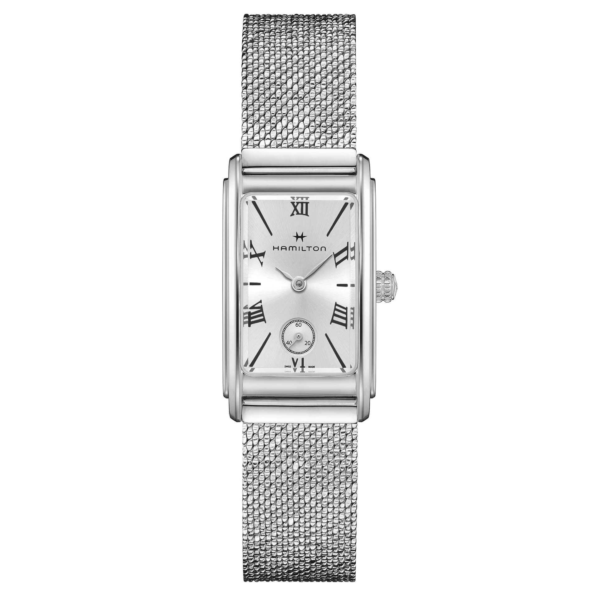 Hamilton Montre Hamilton American Classic Ardmore quartz cadran argenté bracelet acier maille milanaise 18,7 x 27 mm
