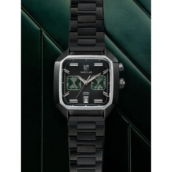 March LA.B Montre March LA.B AM2 Calendar Automatique Cadran Phantom Acier Brossé 3 maillons PVD Noir