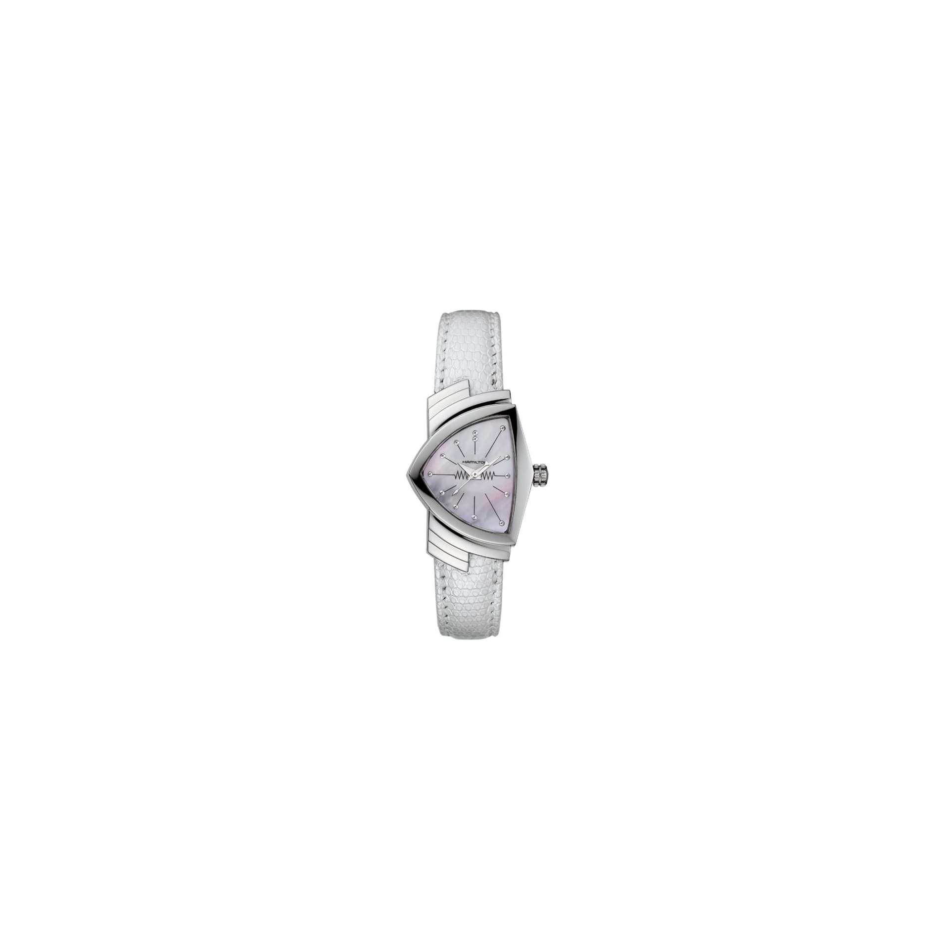 Hamilton Montre Hamilton Ventura Classic S quartz cadran nacre bracelet cuir façon lézard blanc