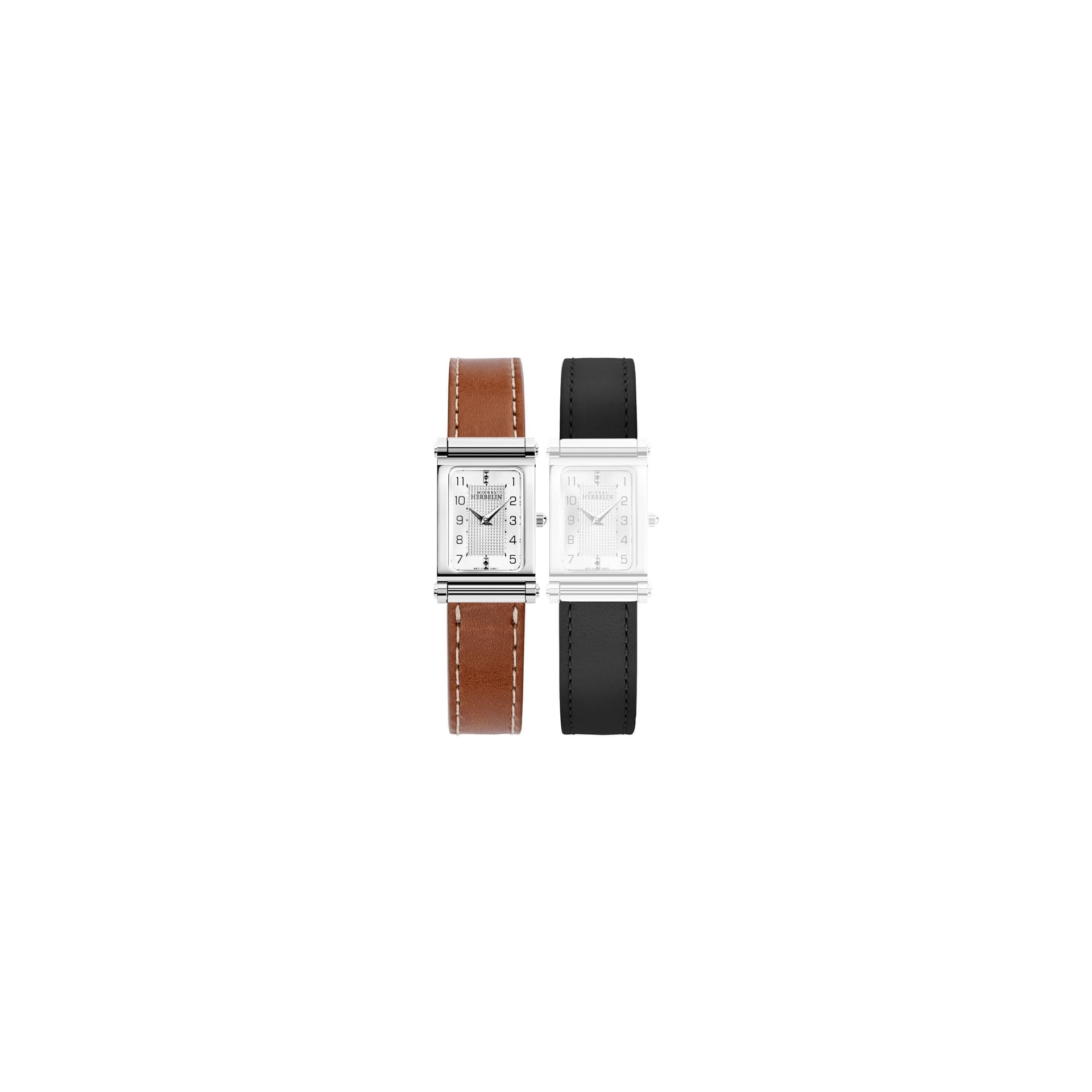 Michel Herbelin Montre Michel Herbelin Coffret Antarès quartz cadran blanc bracelet cuir brun et noir