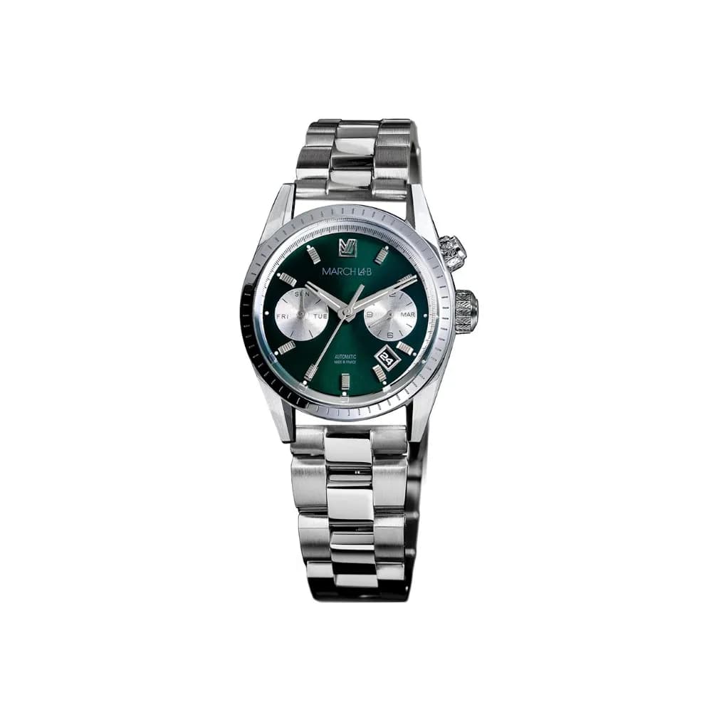 March LA.B Montre AGENDA Automatique Forest - Acier 3 maillons