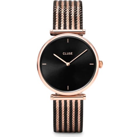 Cluse Triomphe Watch Mesh, Black, Rose Gold Colour
