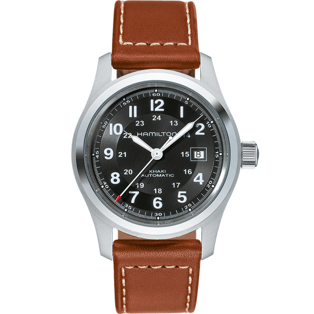 Hamilton Montre Automatique Hamilton Khaki Field en Cuir Marron