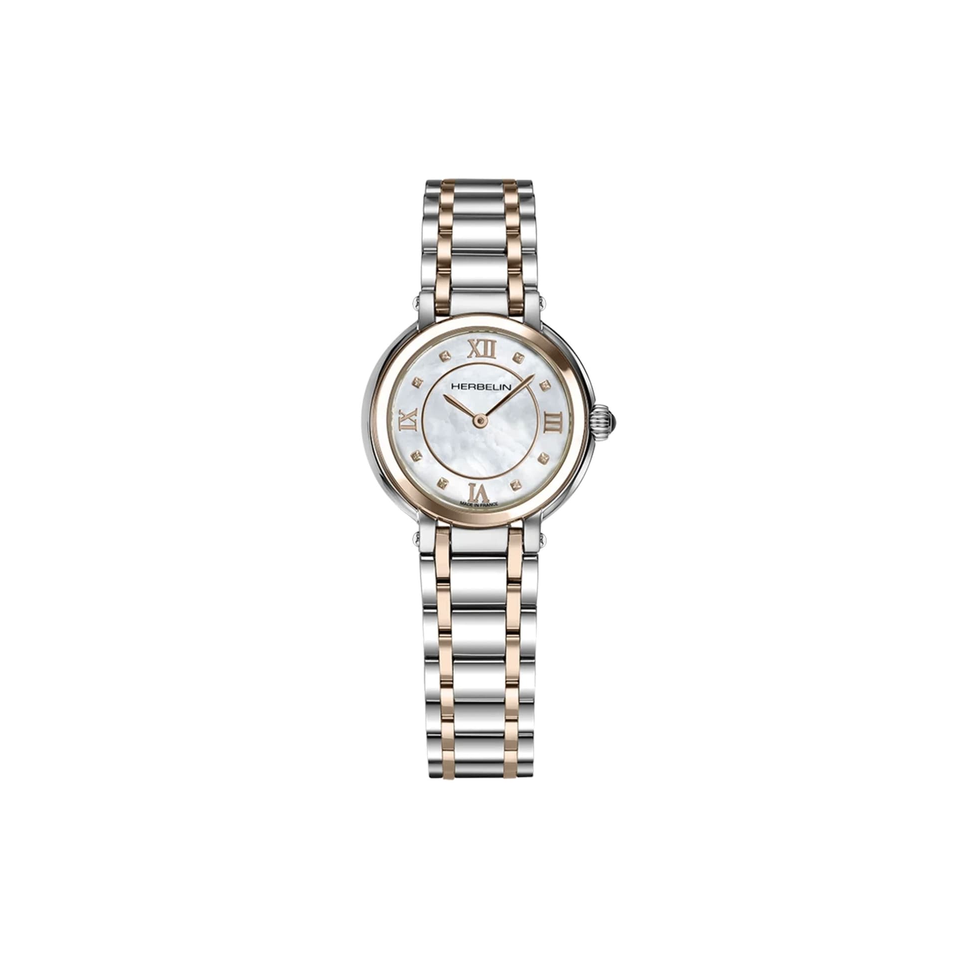 Michel Herbelin Montre Michel Herbelin Galet Acier et Plaqué Or Rose 28 mm - 17430BTR59