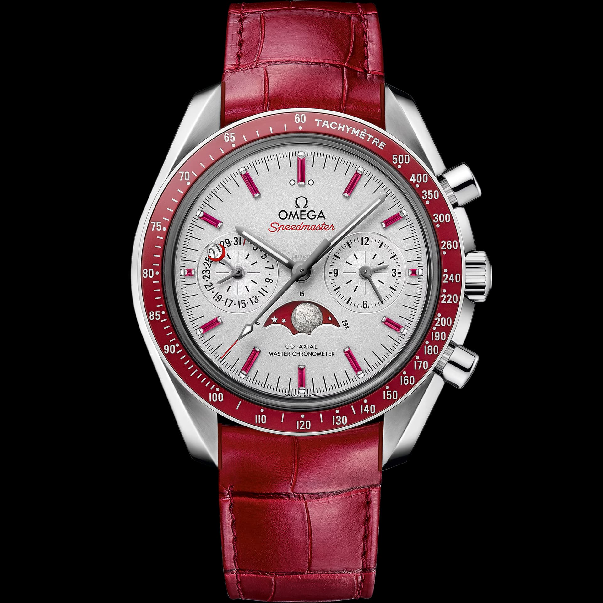 Omega Speedmaster 44,25 mm, platine sur bracelet en cuir