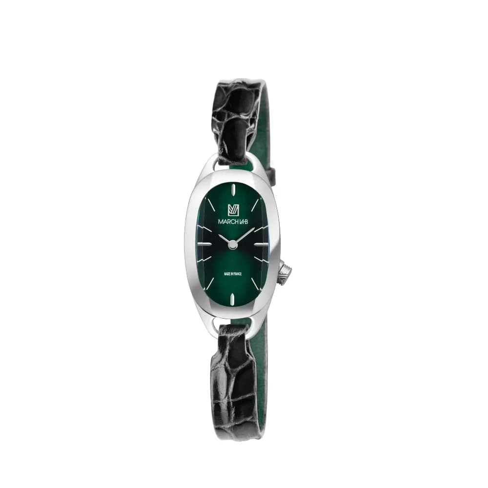 March LA.B Montre OBLONGUE Electrique Forest - Alligator noir