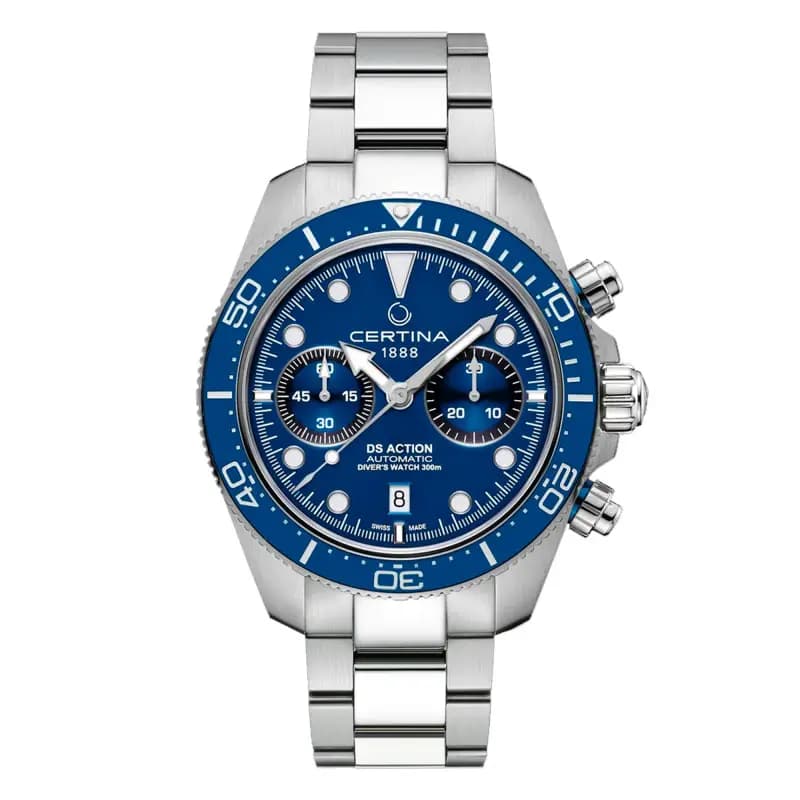 Certina Montre Certina DS Action Diver Chrono Cadran Bleu Bracelet Acier inoxydable