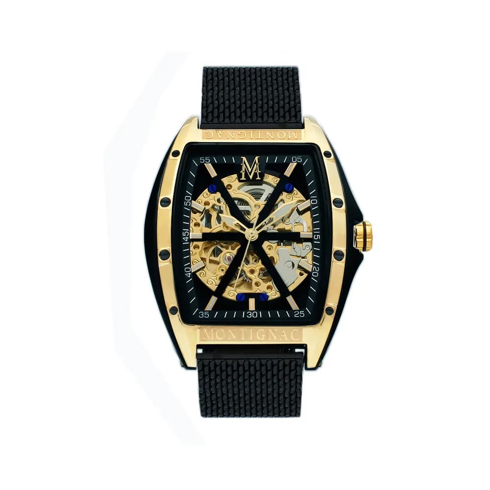 Montignac Montre automatique Homme Tonneau Noir
