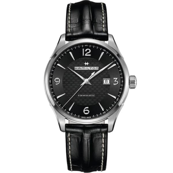 Hamilton Montre Hamilton Jazzmaster Viewmatic Auto Cadran Noir Bracelet Cuir 44MM