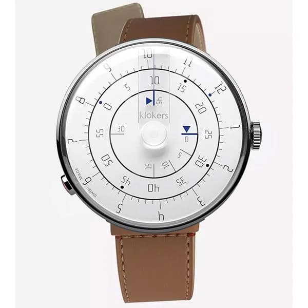 Klokers Montre Klokers KLOK-01 Minimal White Bracelet Cuir Camel