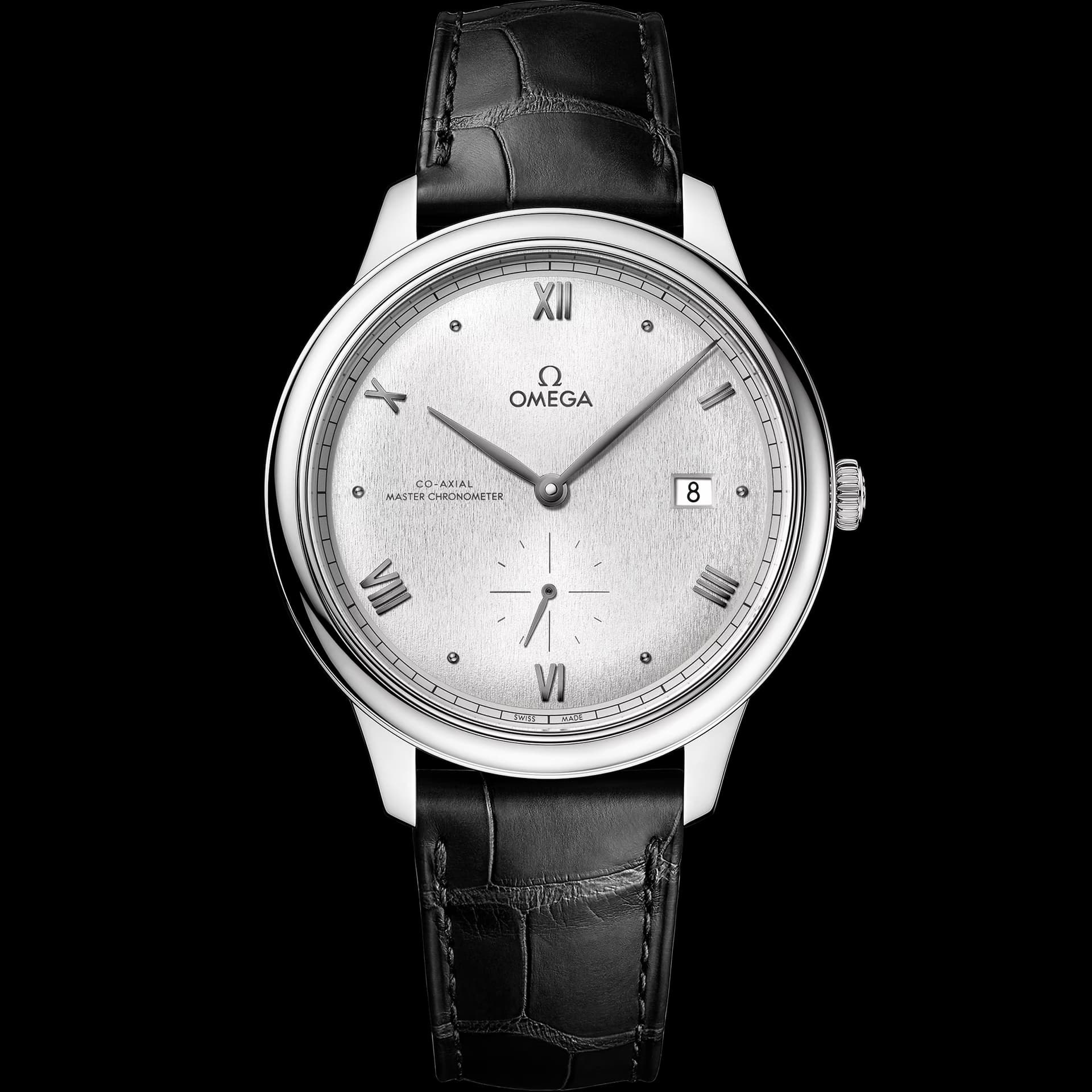 Omega De Ville 41 mm, acier sur bracelet en cuir