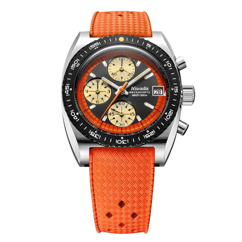 Nivada Grenchen Montre Autochron Mecaquartz Orange 77004Q
