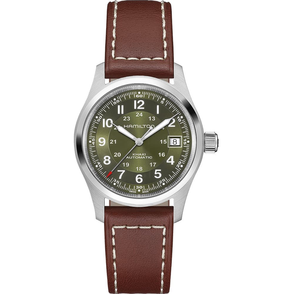 Hamilton Montre Automatique Hamilton Collection Khaki Field en Cuir Marron