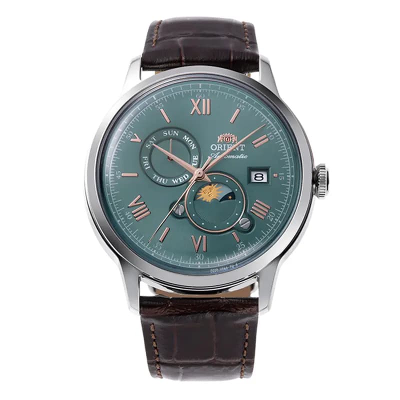 Orient Montre Automatique Orient Collection Classic Sun &amp; Moon en Cuir Marron