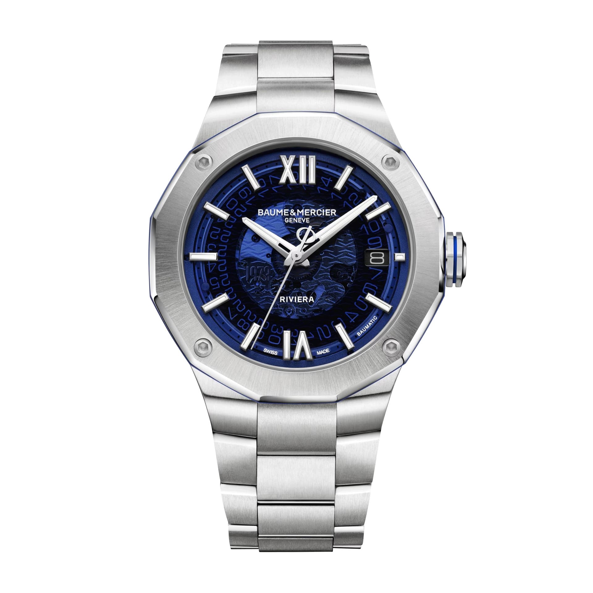 Baume & Mercier Montre Baume et Mercier Riviera Edition Limitée automatique cadran bleu bracelet acier 42 mm