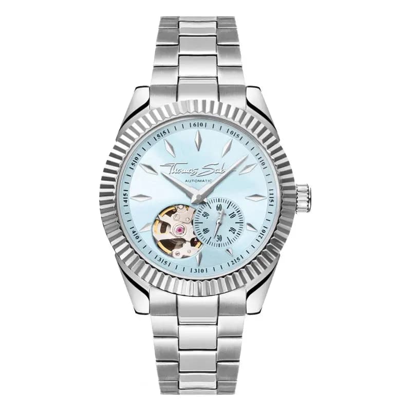 Thomas Sabo Montre automatique en argent de 36 mm avec cadran bleu glacier WA0417-201-209