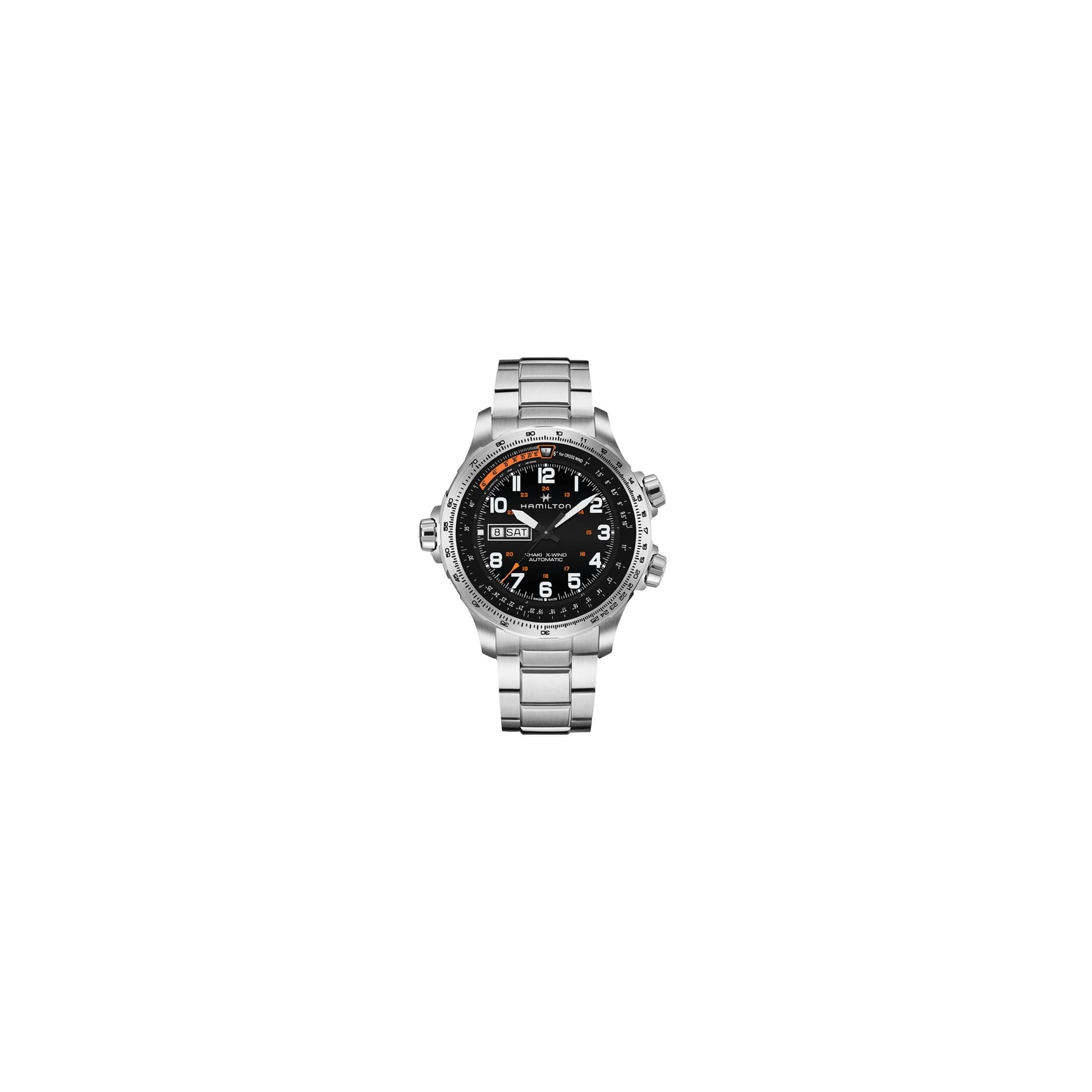Hamilton Montre Hamilton Khaki Aviation X-Wind Day Date Automatique Cadran Noir Bracelet Acier 45 mm