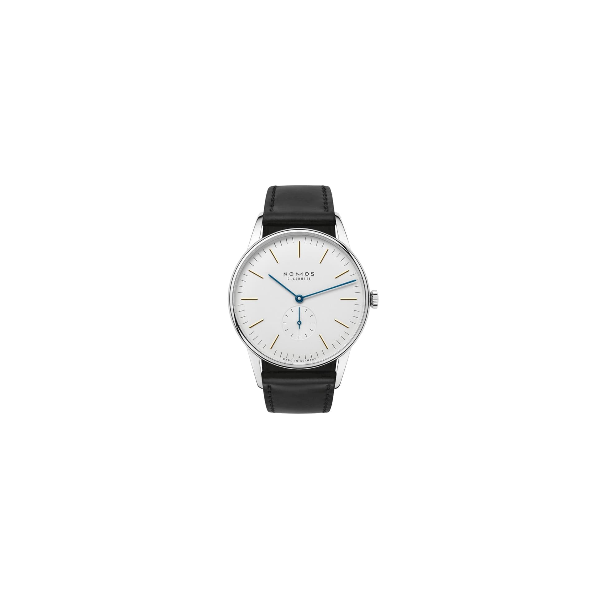 Nomos Montre NOMOS Orion 38 mécanique fond saphir bracelet cuir véritable noir 38 mm