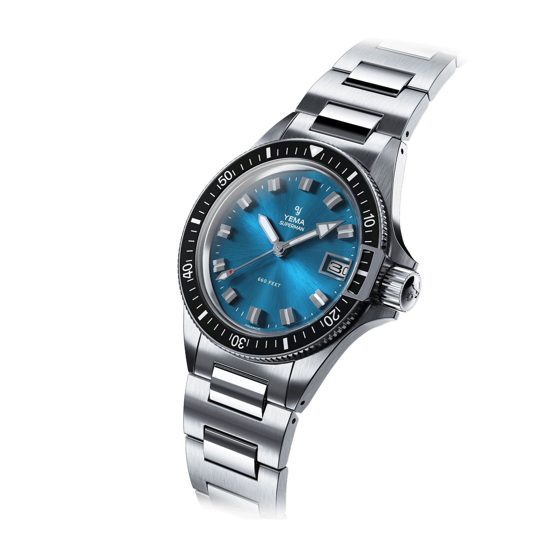 Yema Montre Yema Superman Heritage quartz cadran bleu bracelet acier 39 mm