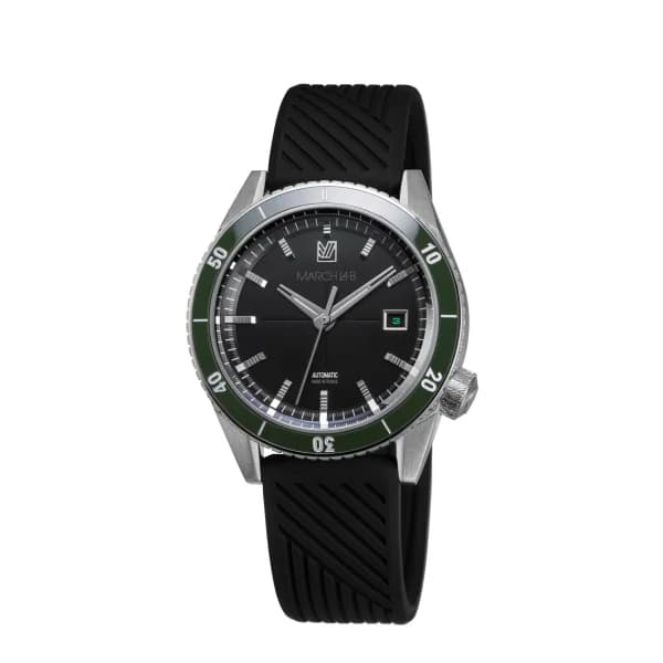 March LA.B Montre MARCH LA.B Bonzer Automatique Mars Cadran Noir Bracelet Caoutchouc 41MM