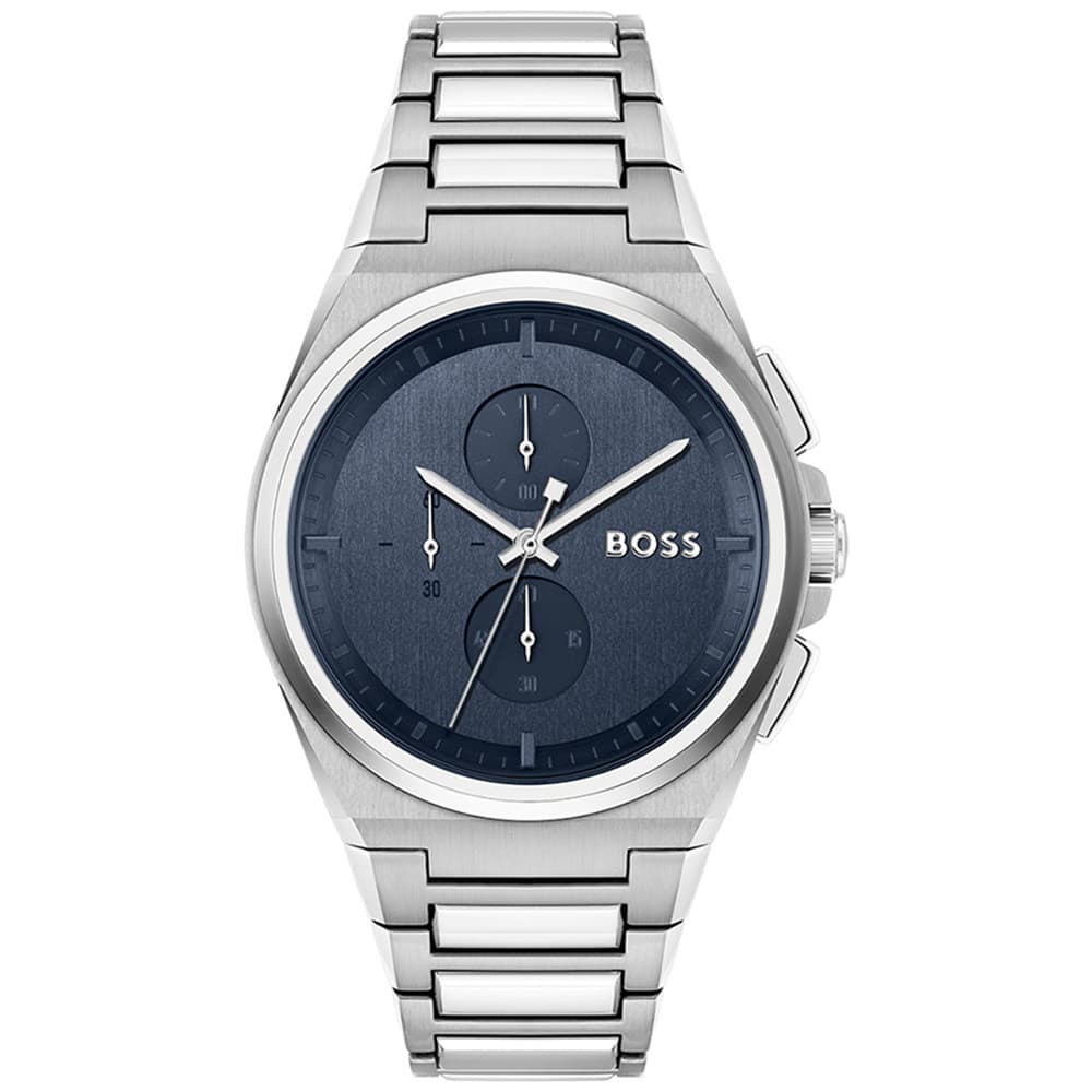 Hugo Boss Montre Boss Collection Sport Lux Steer Chrono en Acier Argenté