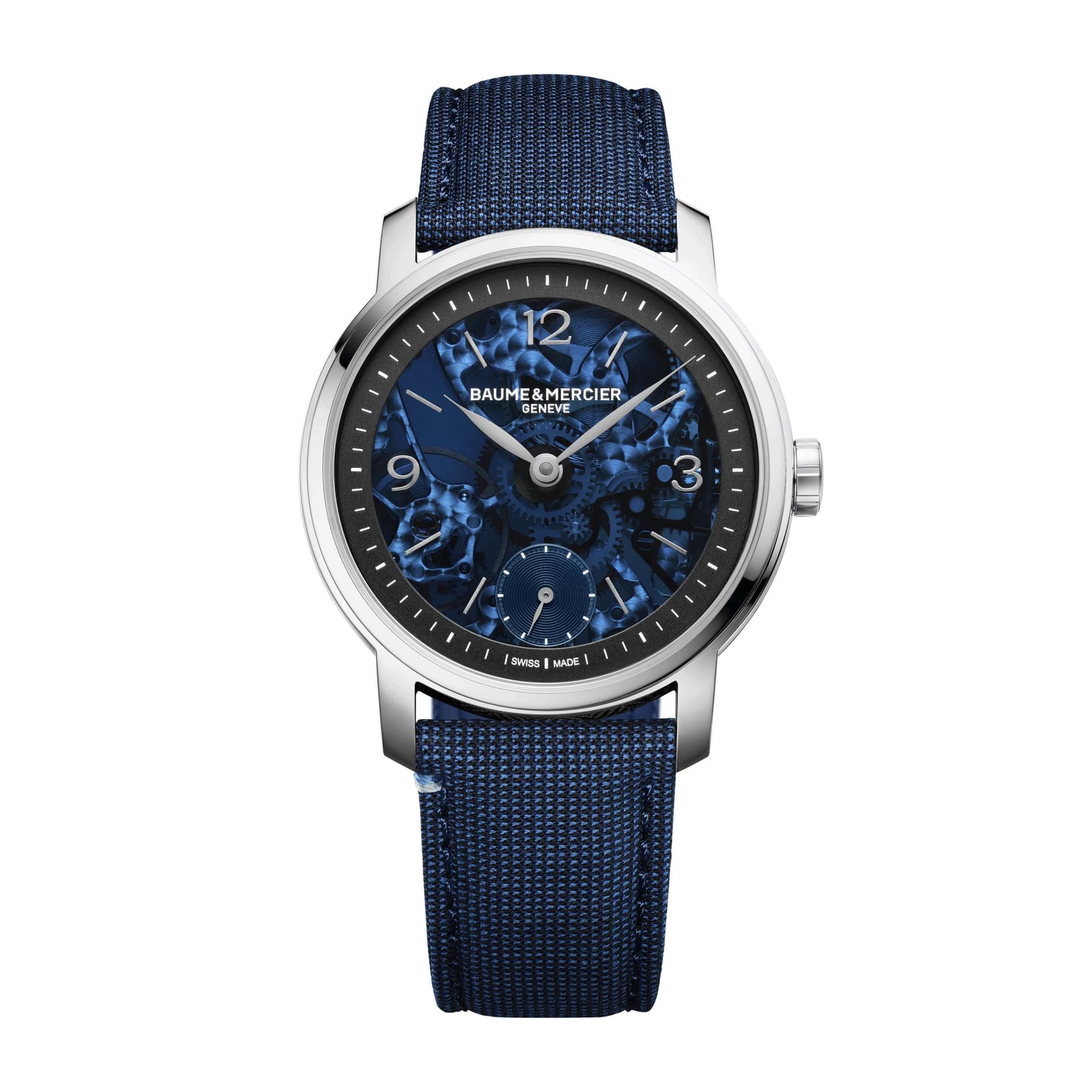 Baume & Mercier Montre Baume et Mercier Classima mécanique cadran bleu bracelet tissu bleu 42 mm