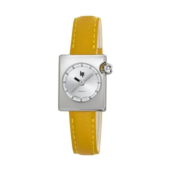 Daniel Gérard Montre LIP Mach 2000 Quartz Cadran Argenté Bracelet Cuir Jaune