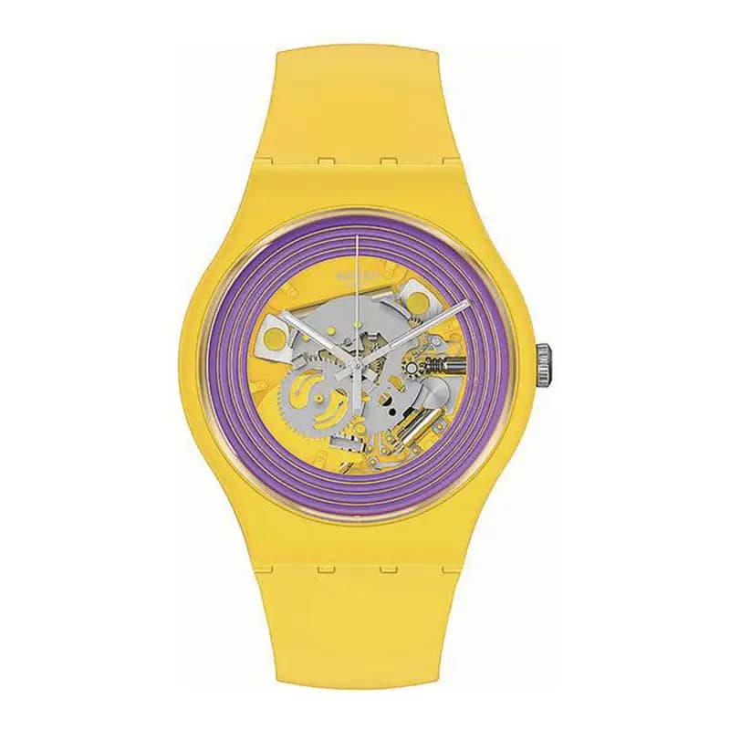 Swatch Montre Purple ring yellow SO29J100
