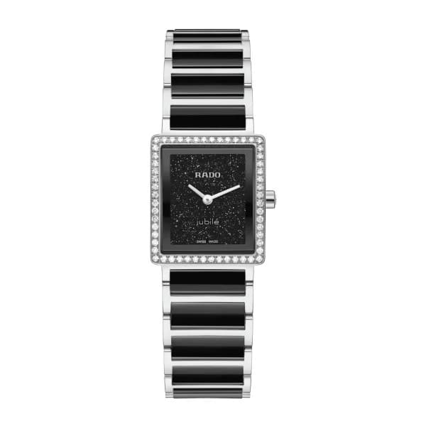 Rado Montre Rado Integral Diamonds Quartz Cadran Noir Bracelet Noir