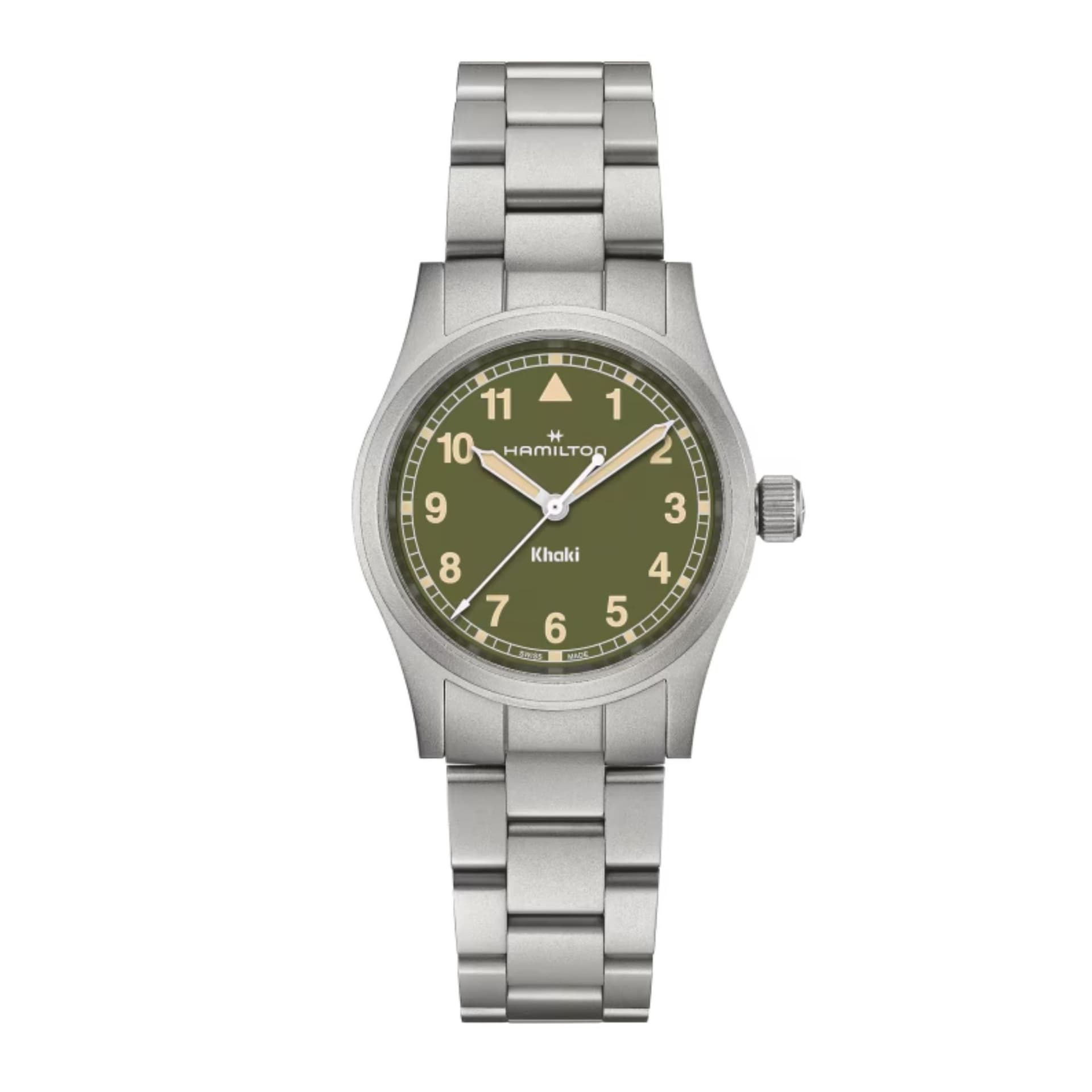 Hamilton Montre Hamilton Khaki Field Quartz Cadran Vert Bracelet Acier 38 mm