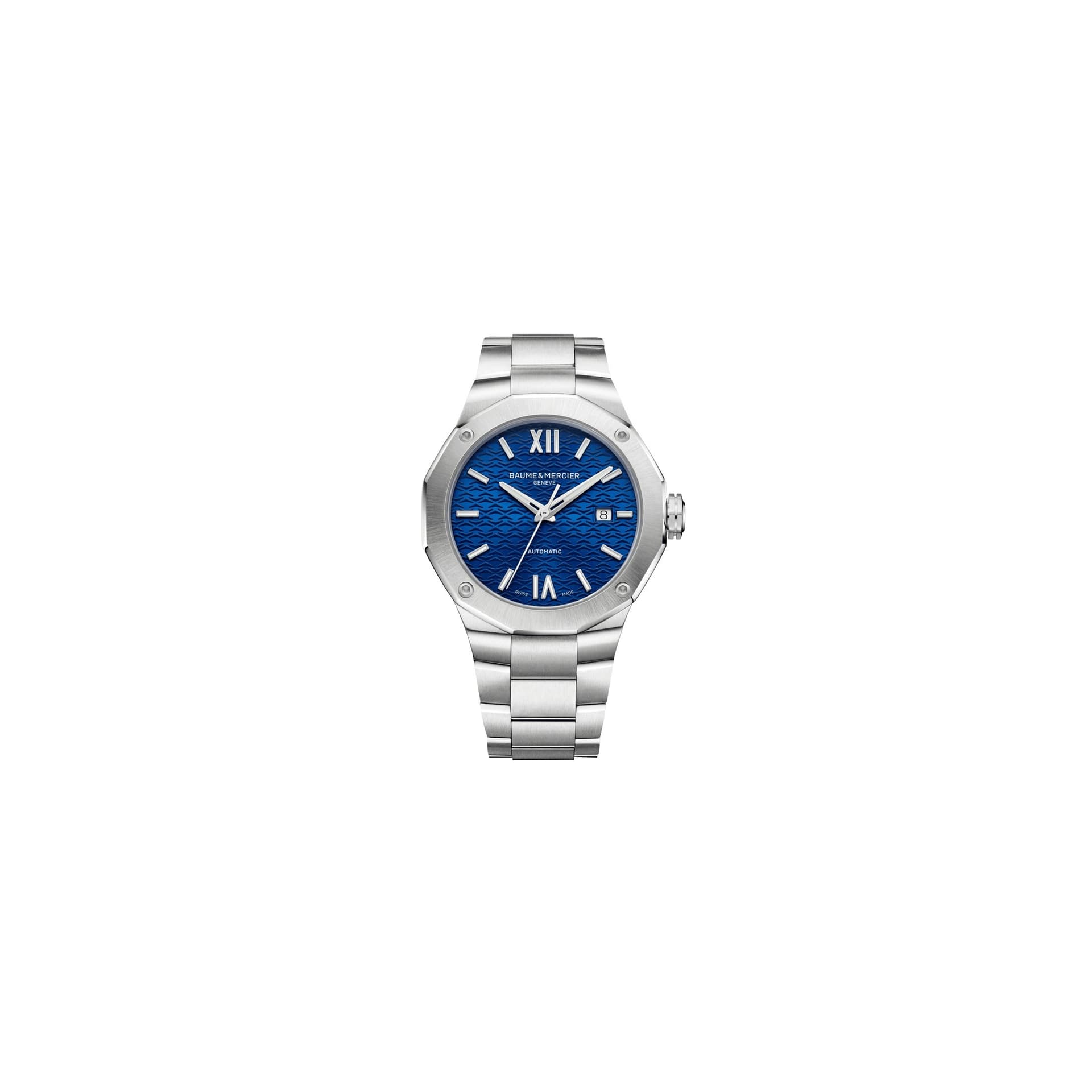 Baume & Mercier Montre Baume et Mercier Riviera automatique cadran bleu bracelet acier 42 mm