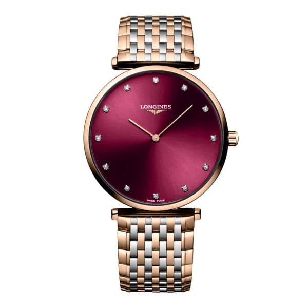 Longines Montre Longines la grande classique de longines 38 mm Quartz Cadran Rouge Bracelet Acier